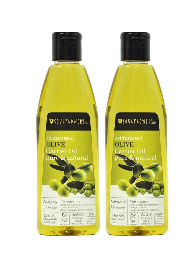Olive Carrier Oil For Hair Nourishment Moisturizing Skin 100% Pure & Natural Undiluted Coldpressed Oil (Pack Of 2) 225Ml Each