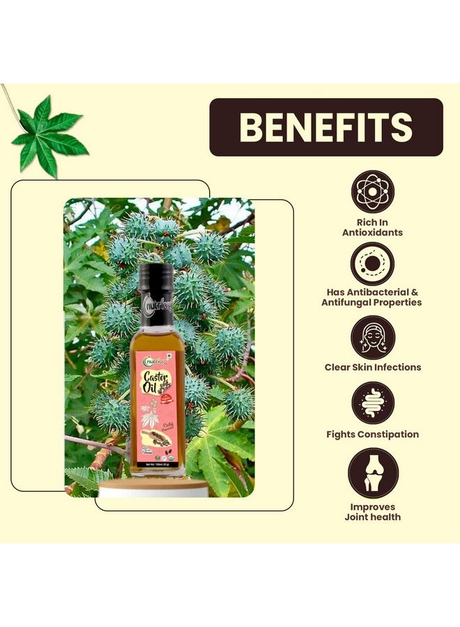 Cold Pressed 100% Organic Castor & Black Seeds Oil 200 Ml (Pack Of 2*100Ml ) ; With Deep Nourishing Properties ; Weight Management ; For Hair & Skin