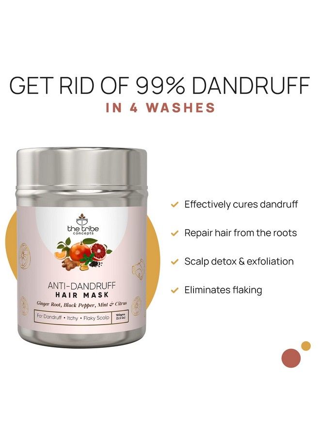 The Tribe Concept Anti Dandruff Hair Mask Effectively Reduces And Gets Rid Of Dandruff Scalp Scrub Detox And Exfoliation 100% Chemical Free & Natural 100 Gm (Tin Packing)