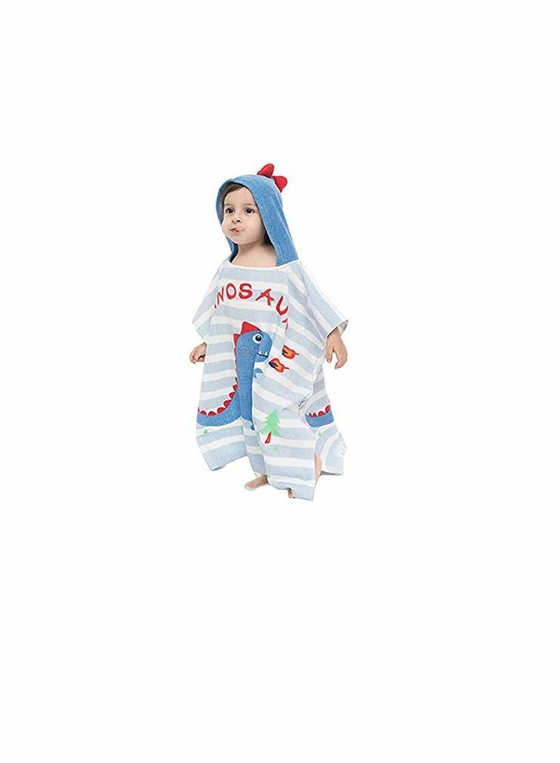 Kids Bath/Pool/Beach Hooded Poncho Towel-Cartoon Animal Pattern Cotton Beach Towel for Baby and (Dinosaur)