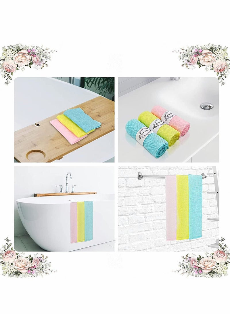 Bath Washcloth, Exfoliating Washcloth Towel 4PCS, Nylon Beauty Skin Wash Sponge, Back Scrubber Washer for Shower, Body Scrub Rag Brush Loofah Exfoliator Exfoliation