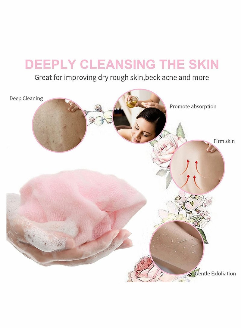 Bath Washcloth, Exfoliating Washcloth Towel 4PCS, Nylon Beauty Skin Wash Sponge, Back Scrubber Washer for Shower, Body Scrub Rag Brush Loofah Exfoliator Exfoliation