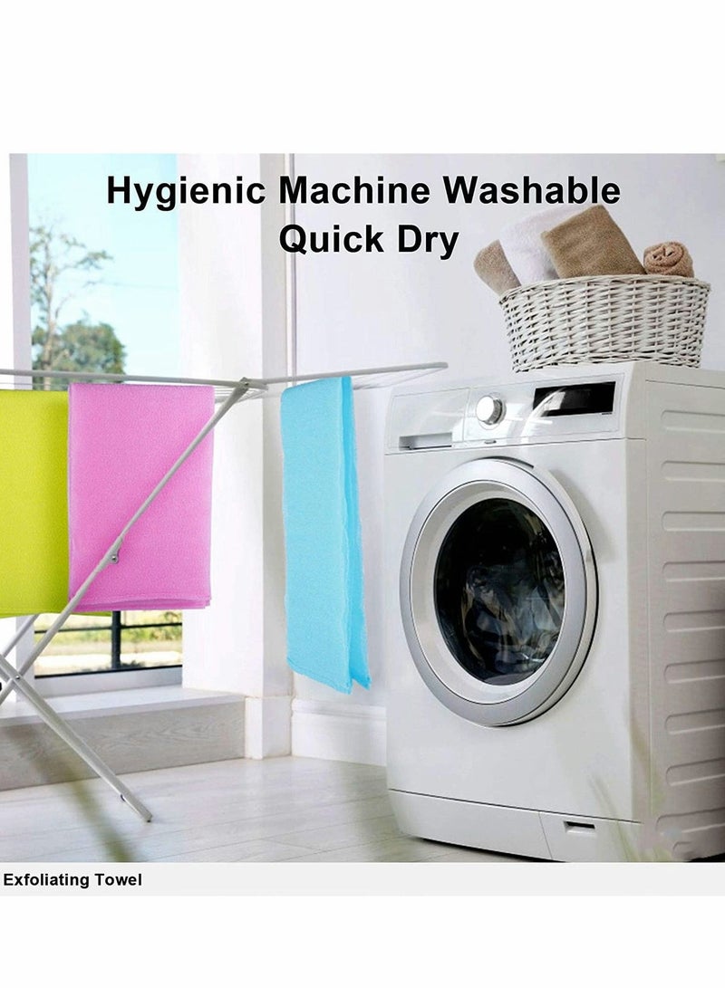 Bath Washcloth, Exfoliating Washcloth Towel 4PCS, Nylon Beauty Skin Wash Sponge, Back Scrubber Washer for Shower, Body Scrub Rag Brush Loofah Exfoliator Exfoliation