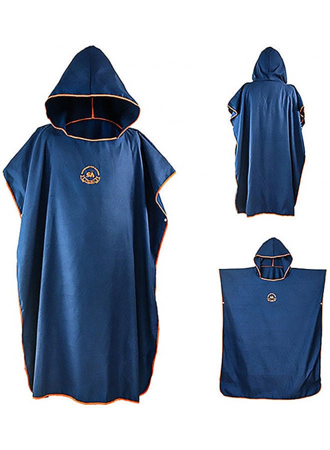 Microfiber Surf Changing Towel Bathrobe Poncho With Hood Navy Blue 110x90cm