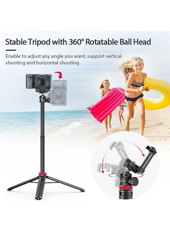 MT-44 Extendable Mini Tripod Stand Flexible Portable Selfie Stick with 360° Rotatable Ball Head Quick Release Plate Phone Clip Max. Load Bearing 1.5kg