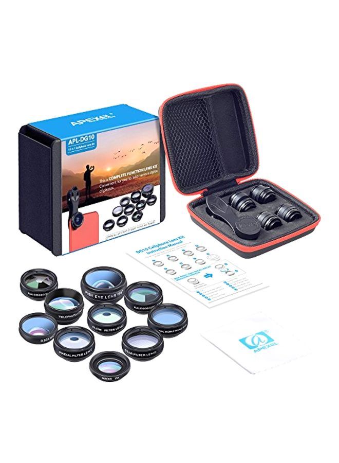 10-In-1 Phone Lens Kit Black/Clear