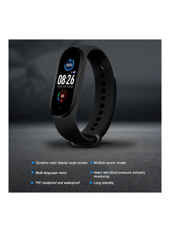 M5 Intelligence Heart Rate Blood-Pressure Detector Waterproof Fitness Wristband Black