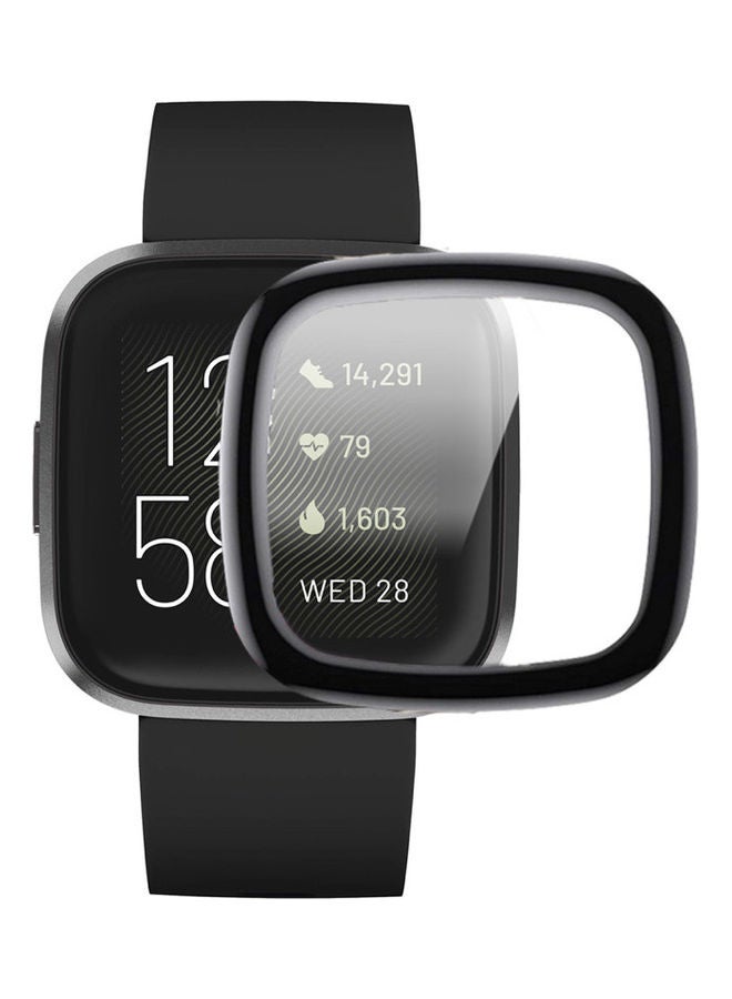 Full Coverage Curved Screen Protector For Fitbit Versa 2 Clear/Black
