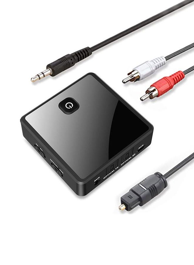 2-In-1 Bluetooth 5.0 AUX Optical Adapter Audio Wireless Transmitter Receiver ZF -380 Black