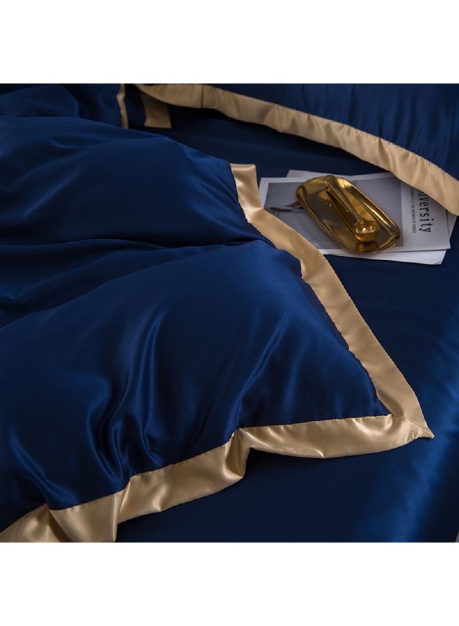 4 Piece Set Of Washed Cover Silk Blue 220 x 240cm