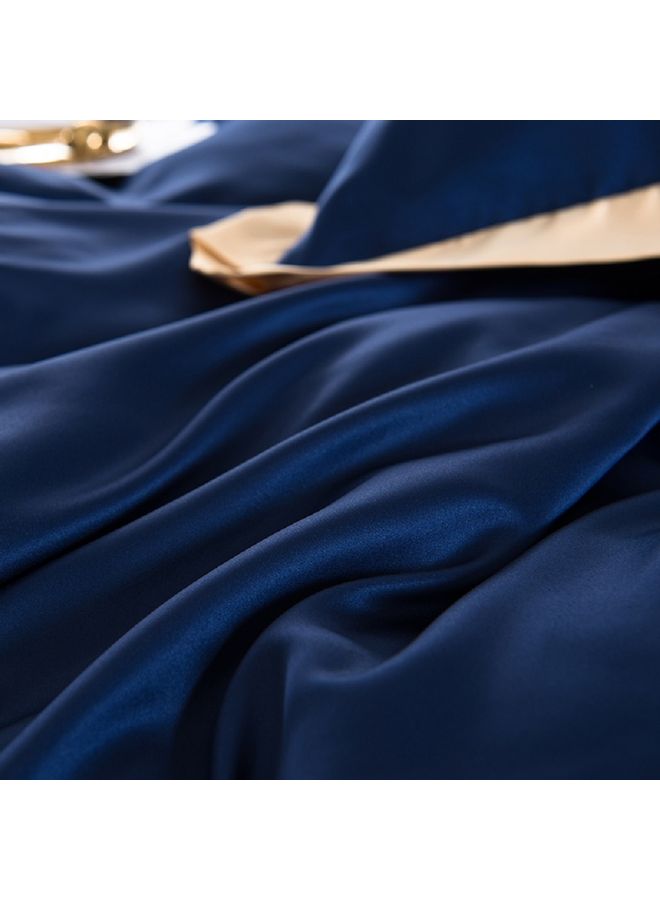 4 Piece Set Of Washed Cover Silk Blue 220 x 240cm