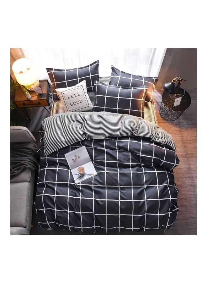 3-Piece Printed Duvet Cover Set Combination Black/White Single