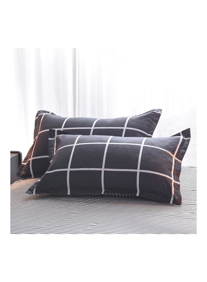 3-Piece Printed Duvet Cover Set Combination Black/White Single