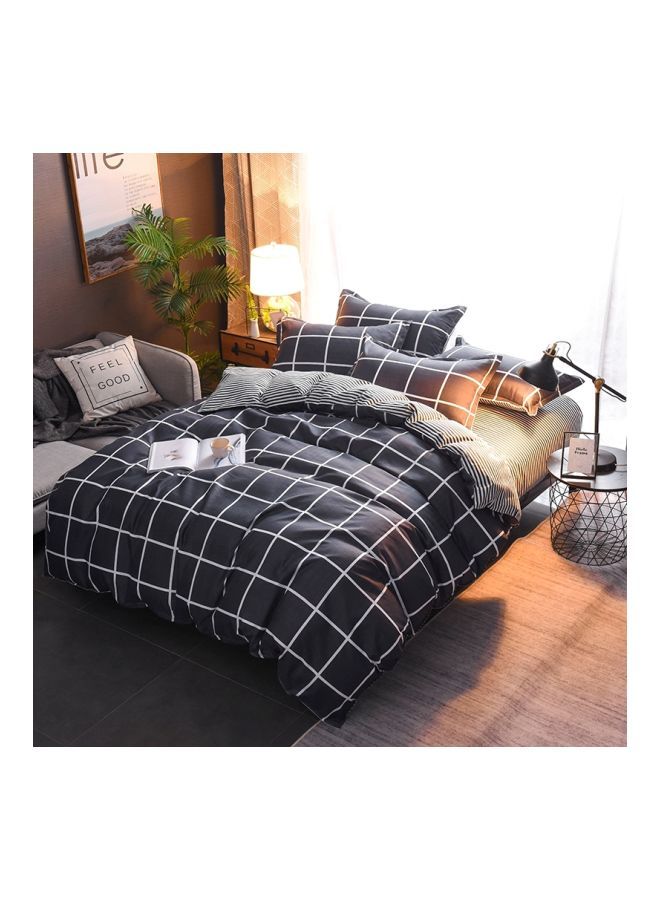 3-Piece Printed Duvet Cover Set Combination Black/White Single