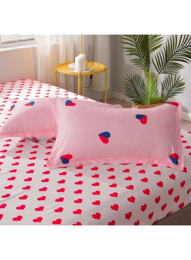 6-Piece Heart Seal Township Duvet Cover Set Polyester Pink/White/Blue Single