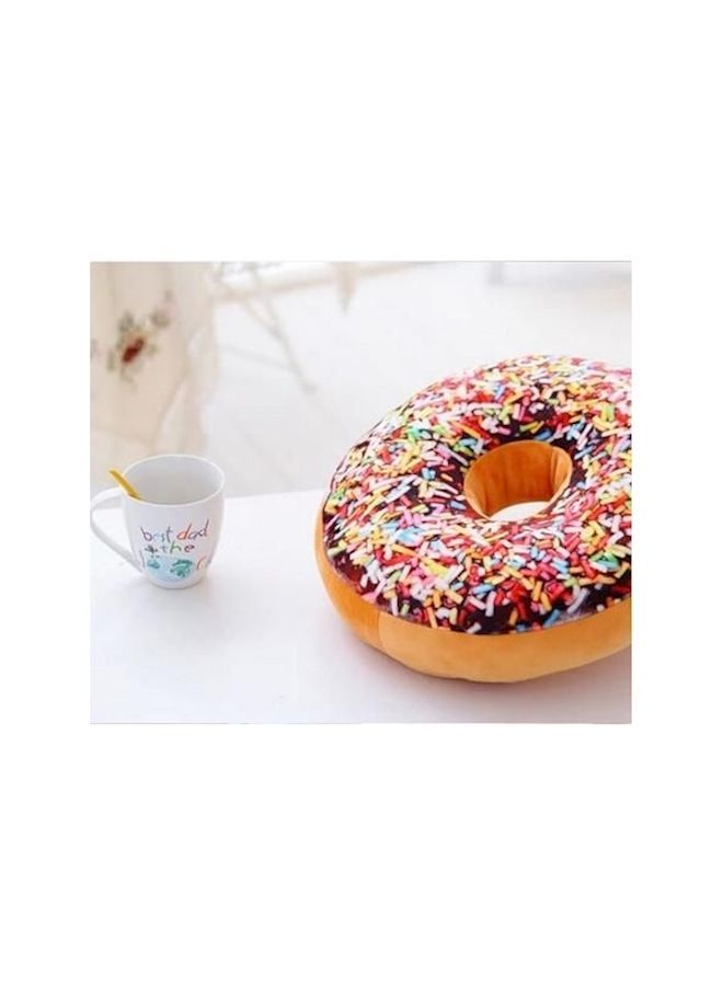 Donut Shaped Printed Cushion Cotton Beige/Black/Pink 40centimeter