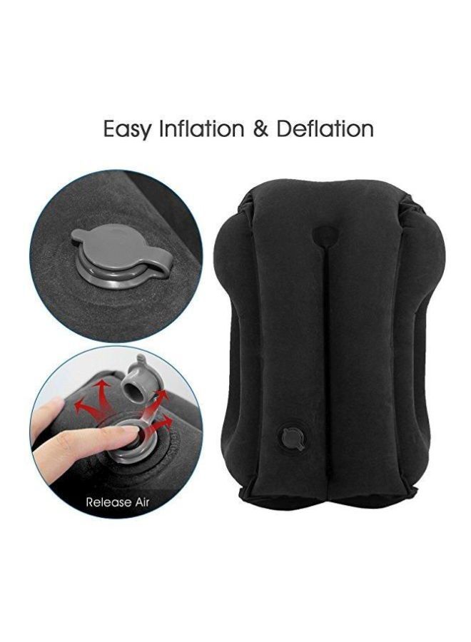 Portable Inflatable Travel Pillow Velvet Black 35x55centimeter