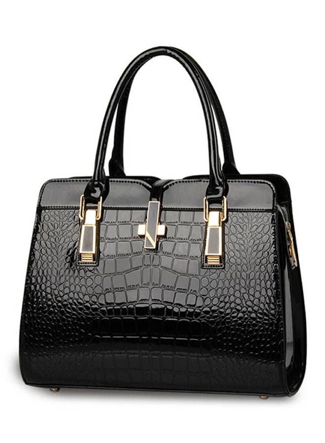 Alligator Pattern Shoulder Bag Black