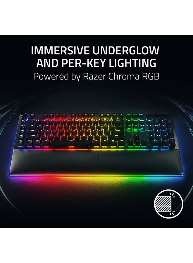 BlackWidow V4 Pro RGB Mechanical Gaming Keyboard, Razer Yellow Switches, Command Dial, 5 Dedicated Macros Keys, English US Layout, Detachable Type-C Cable, Black | RZ03-04681800-R3M1