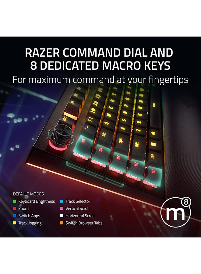 BlackWidow V4 Pro RGB Mechanical Gaming Keyboard, Razer Yellow Switches, Command Dial, 5 Dedicated Macros Keys, English US Layout, Detachable Type-C Cable, Black | RZ03-04681800-R3M1
