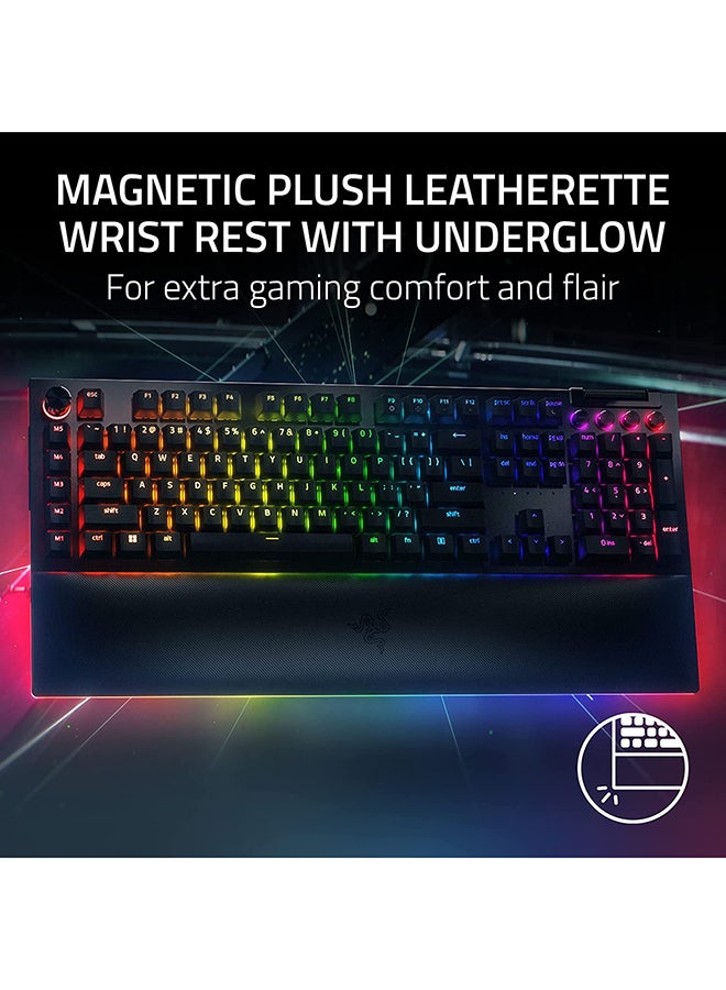 BlackWidow V4 Pro RGB Mechanical Gaming Keyboard, Razer Yellow Switches, Command Dial, 5 Dedicated Macros Keys, English US Layout, Detachable Type-C Cable, Black | RZ03-04681800-R3M1