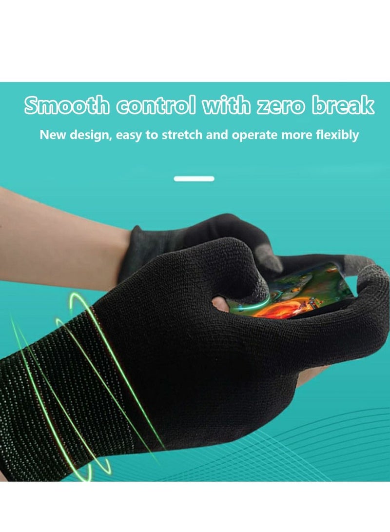 E-Sports Gaming Gloves Finger Sleeves Anti-Sweat Breathable Thumb for Highly Sensitive Nano-Silver Fiber Material and Nylon PUBG Mobile Phone Games Accessories (Black)