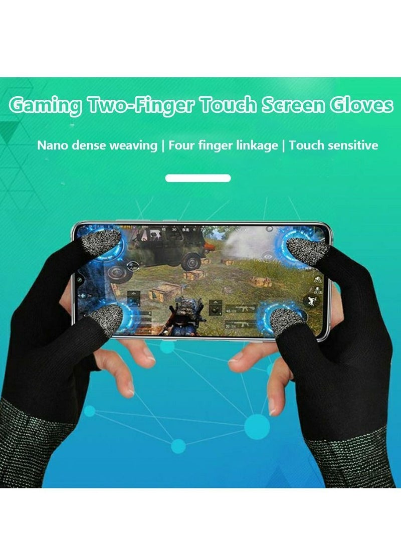 E-Sports Gaming Gloves Finger Sleeves Anti-Sweat Breathable Thumb for Highly Sensitive Nano-Silver Fiber Material and Nylon PUBG Mobile Phone Games Accessories (Black)