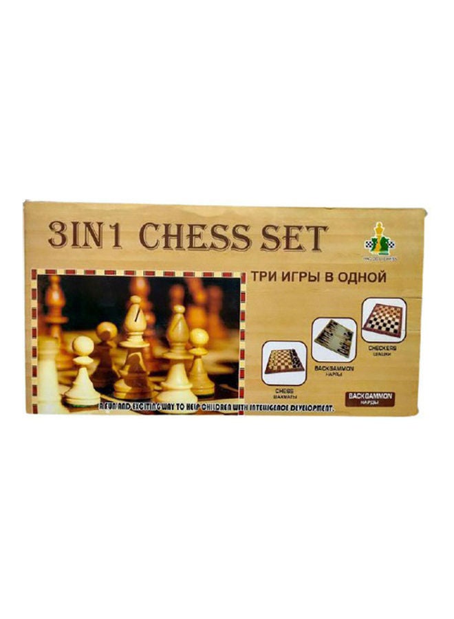 3 In 1 Chess And Checkers With Backgammon Game Set