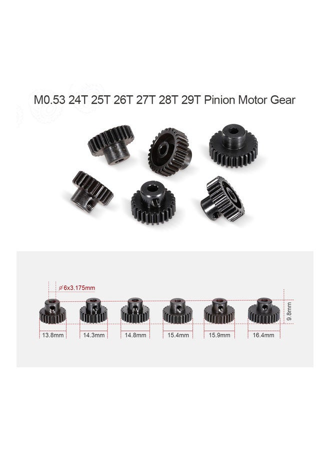 6-Piece Metal Pinion Motor Gear for 1/10 RC Buggy Car Monster Truck 8.5x2x4cm