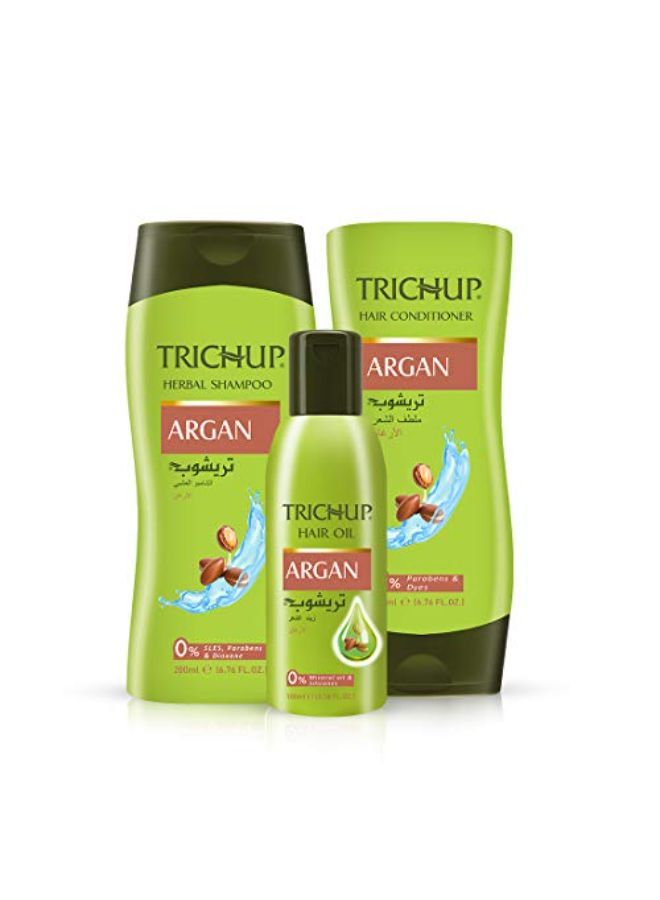 Argan Hair Care Kit For Soft, Shiny & Bouncy Hair - Oil, Shampoo & Conditioner