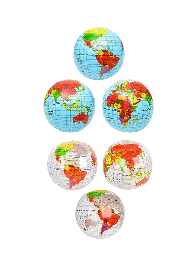 Set Of 6 Inflatable World Globe Balls 16inch
