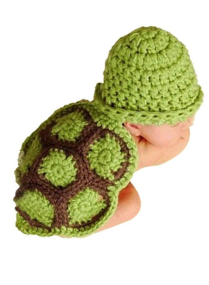 Newborn Baby Photo Prop, Boy Girl Clothes Knitted Crochet Photography Prop Cute Handmade Turtle Costume Unisex Set Newborn Crochet Photoshoot Outfits Accessory for Baby Boys Girls 0-6 Months