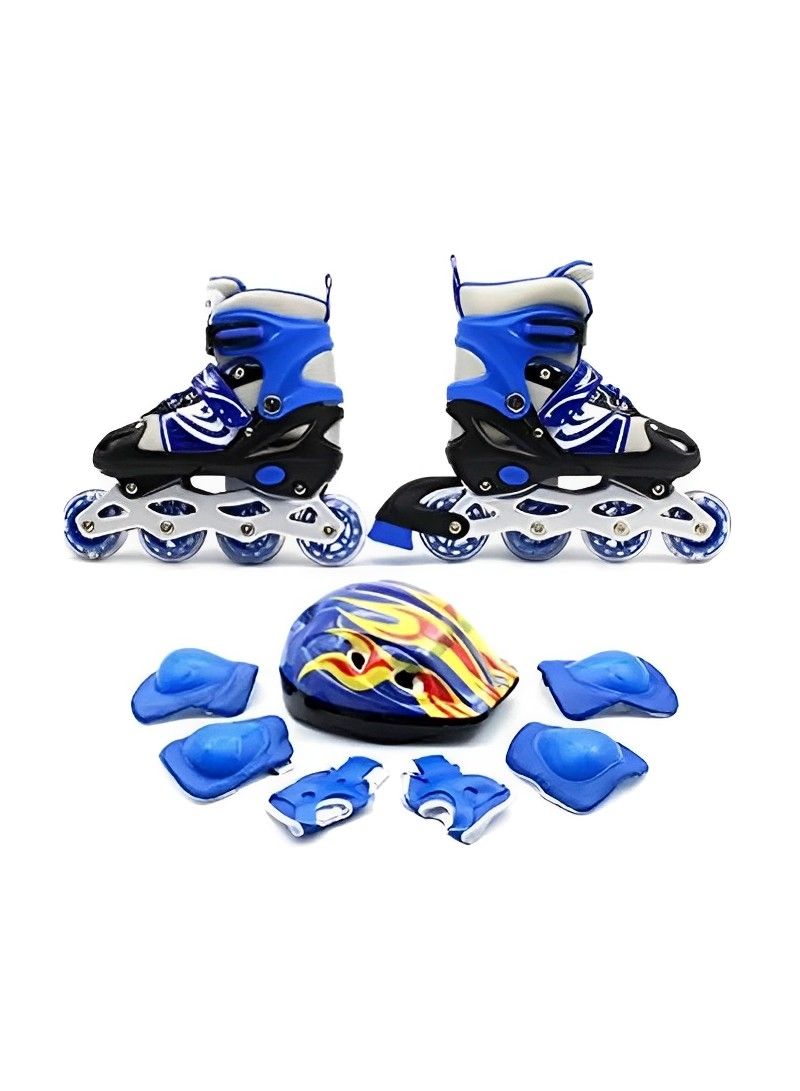 GK SKATE SHOES SET SMALL, Skate Shoes for Boys and Girls Inline Skates Adjustable Size Roller Skates with Flashing Wheels for Children, Including Protective Gear