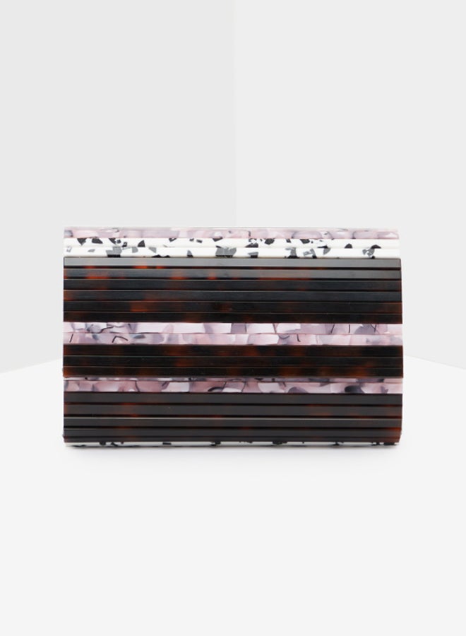 Textured Clutch With Flap Closure Multicolour