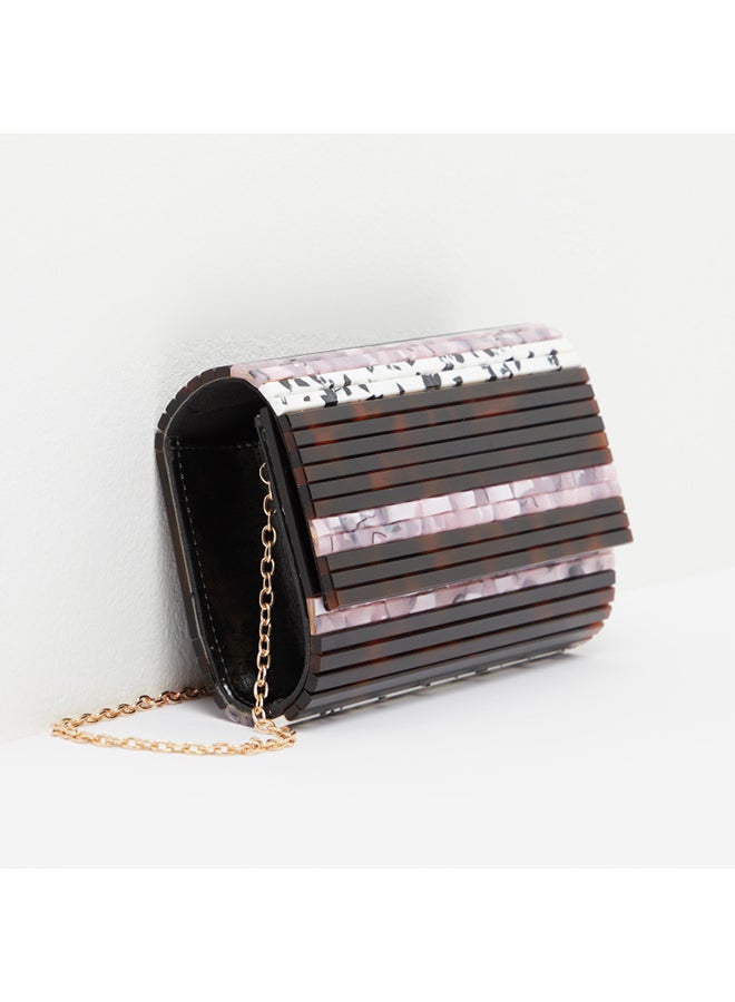 Textured Clutch With Flap Closure Multicolour