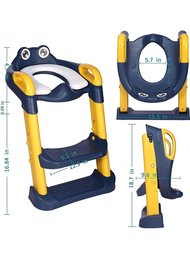 Foldable Toilet Training Seat With Adjustable Step Stool Ladder