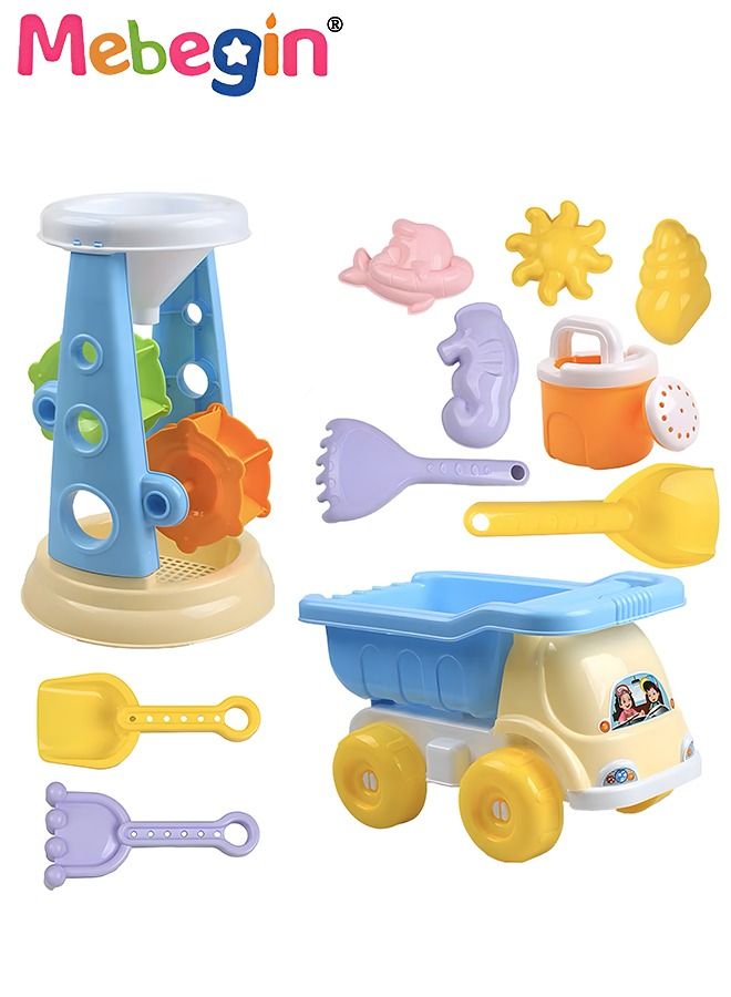 11 PCS Beach Toy Set with Sea Animals Molds, Hourglass and Beach Cart,  Complete Beach Sand Toys with Bright and Attractive Appearance, Fun Beach Sand Toys, Summer Outdoor Beach Game, Perfect Summer Outdoor Gift