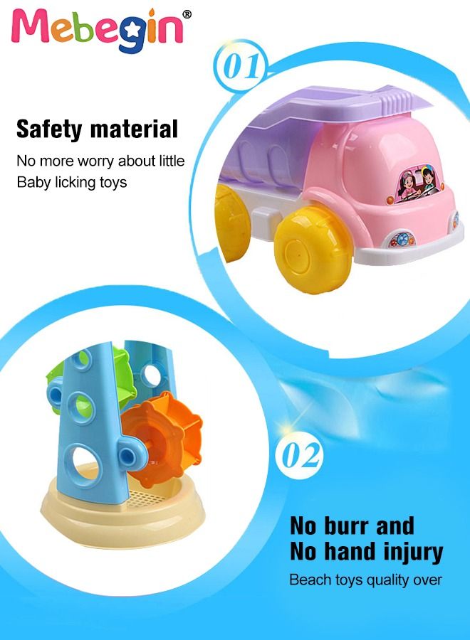11 PCS Beach Toy Set with Sea Animals Molds, Hourglass and Beach Cart,  Complete Beach Sand Toys with Bright and Attractive Appearance, Fun Beach Sand Toys, Summer Outdoor Beach Game, Perfect Summer Outdoor Gift