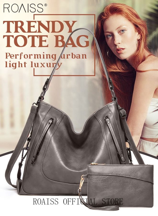 Large Crossbody Bags Ladies Shoulder Handbags Purse Set for Women Hobo Totes PU Leather Purses and Handbags Shoulder Bag Vegan Leather Tote