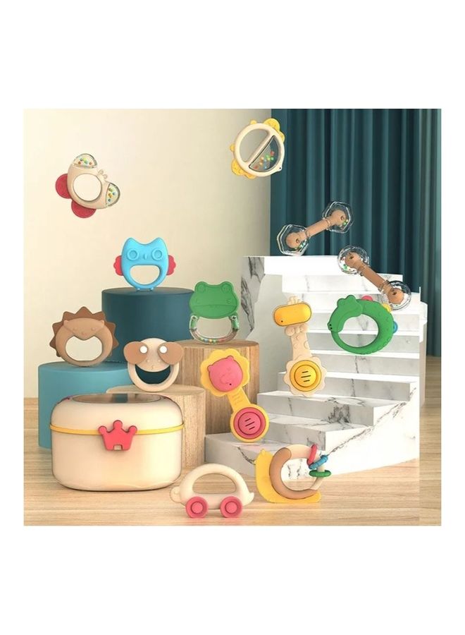 Early Learning Cute Baby Teethers Rattles Set Baby Toys With Storage Box Baby Teether Toy