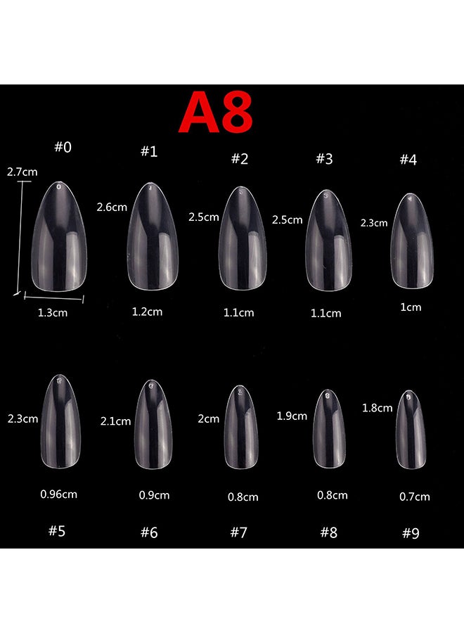 False Nail Tips Almond Clear BACNT500