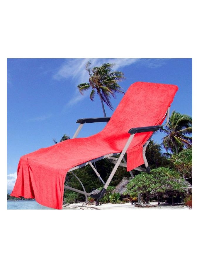 Lounge Chair Beach Towel Cover, Microfiber Large Pool Towels Recliners Towel Cover with Side Pockets Carrier for Holidays Sunbathing