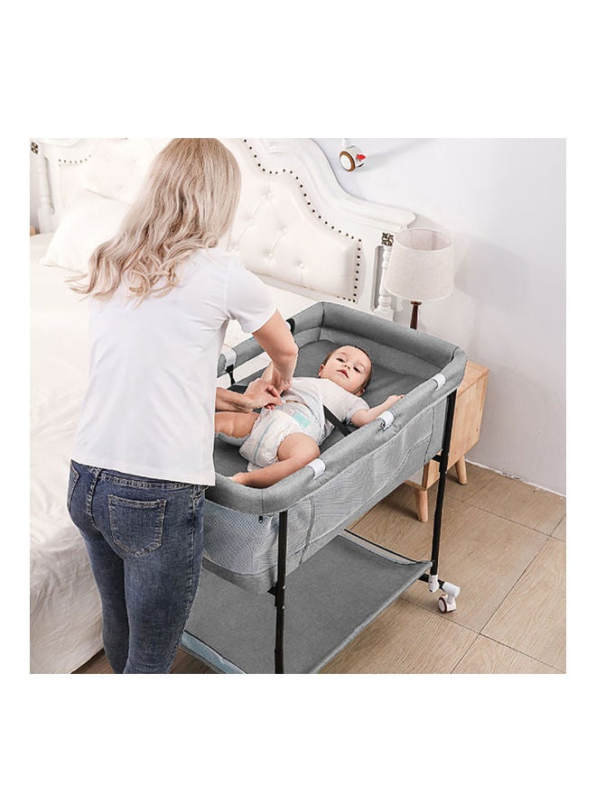 Grey Portable Child Sleeping Basket Bed European Style Folding Crib 9 12 Months