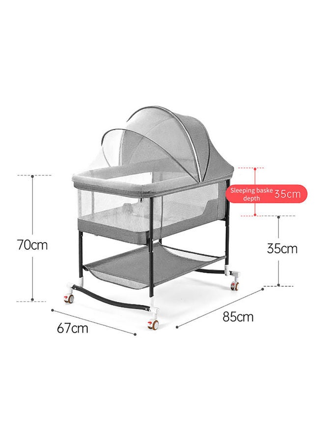 Grey Portable Child Sleeping Basket Bed European Style Folding Crib 9 12 Months