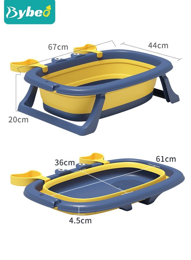 9 PCS Cute Crab Design Baby Bath Tub Foldable Bathtub + Bathmat Cushion + Temperature measurement card*1 + Duckling toys *2 + Ocean Balls *4