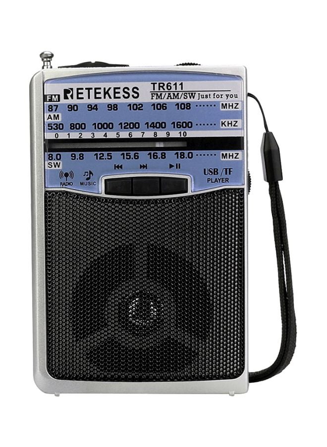Portable FM Radio TR611 Black/Blue/Silver