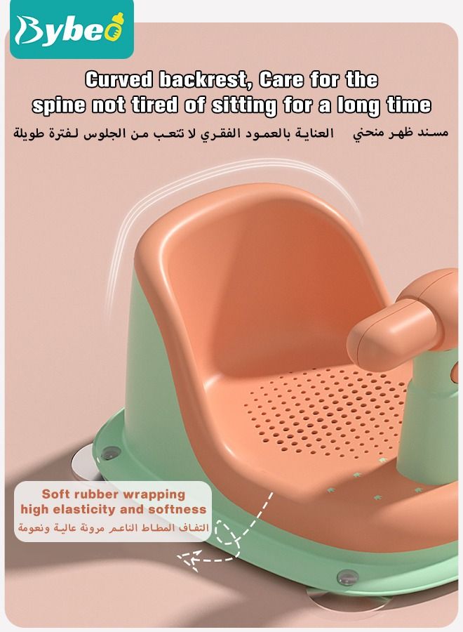 Baby Bath Seat With Shower Gift Set, Infants Bathtub Seats, Sit up Shower's Chair for Babies 6 Months & Up, Non-Slip Soft Mat, Secure Suction Cups