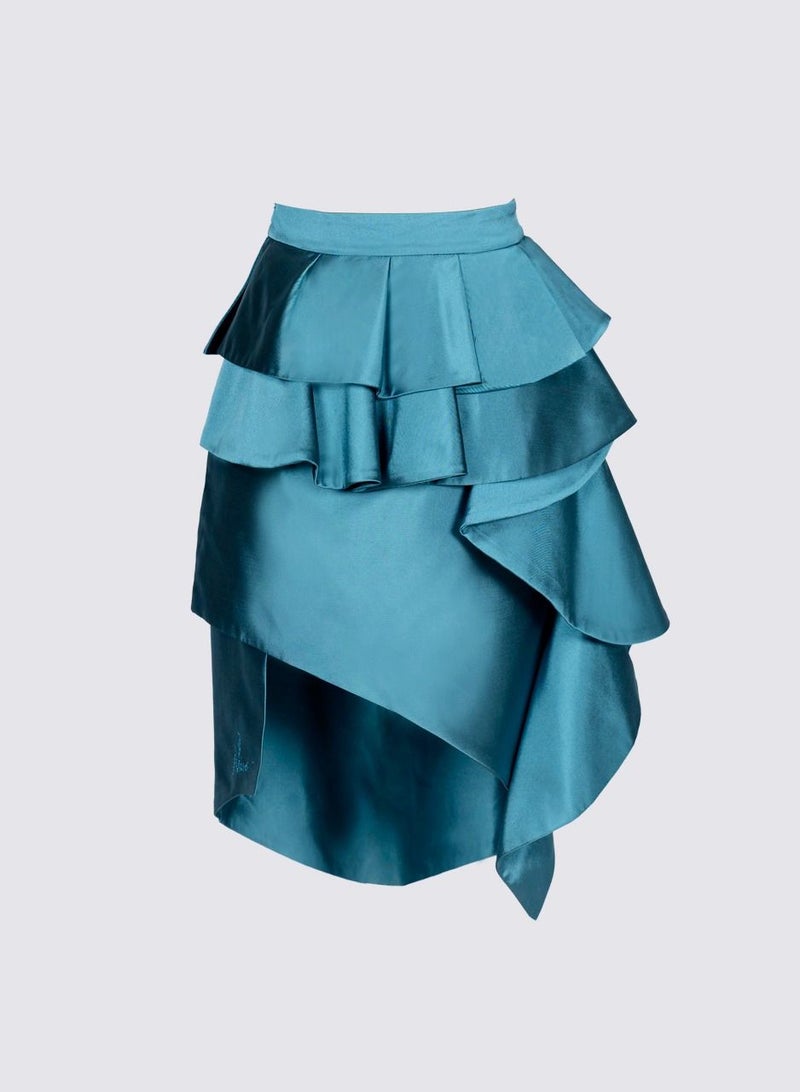 Ruffle Above Knee - Blue SKIRT