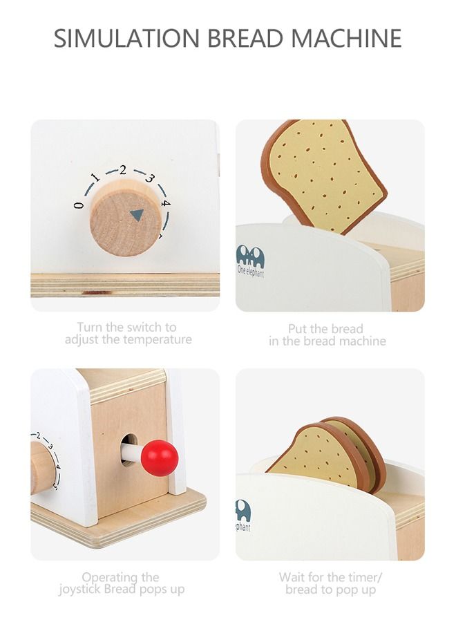 Children Wooden Pretend Play Simulation Toy Bread Toaster Kitchen Toys For Kids