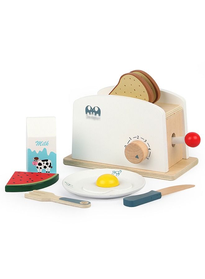 Children Wooden Pretend Play Simulation Toy Bread Toaster Kitchen Toys For Kids